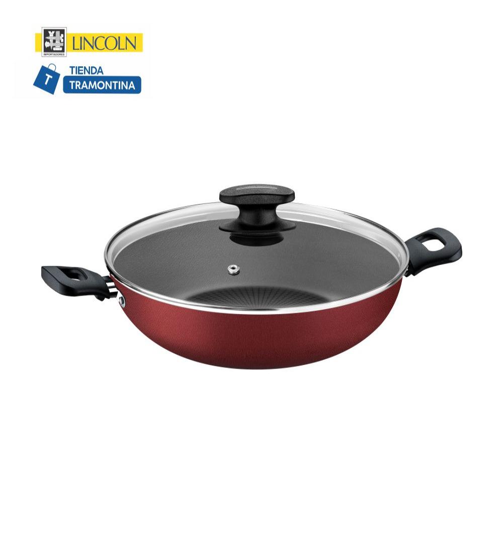 WOK CON TAPA TURIM Tramontina Roja 28 cm